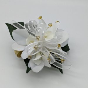 white latex gold orchids